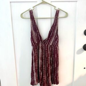 Wild Fable Maroon and White Jumpsuit Romper